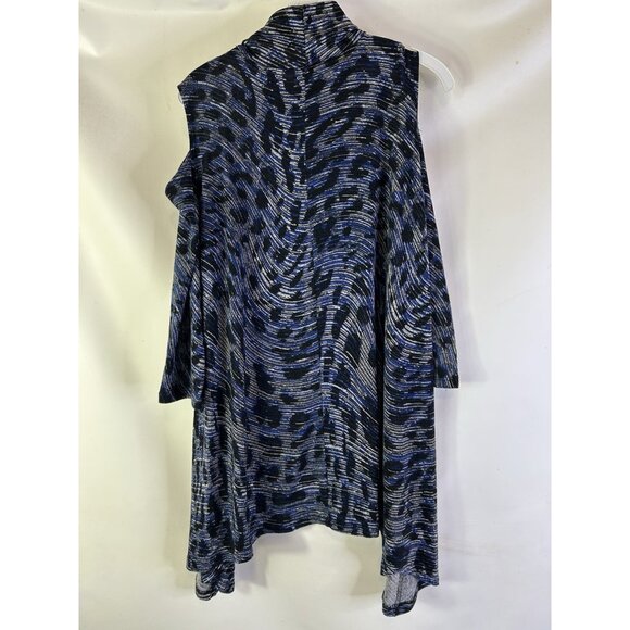 Clara Sun Woo Geometric Cold Shoulder Slinky Tunic Shirt Artsy - Picture 7 of 8